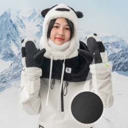 Qunature Panda slidinėjimo pirštinės vaikams ir suaugusiems, S dydis - juodos/ baltos