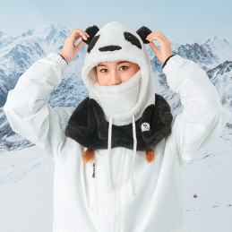 Qunature Panda slidinėjimo balaklava vaikams/ suaugusiesiems, M dydis - juoda/ balta