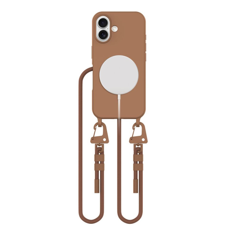 Tech-Protect MagNecklace MagSafe dėklas su dirželiu iPhone 16 - rudas