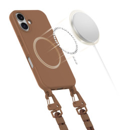 Tech-Protect MagNecklace MagSafe dėklas su dirželiu iPhone 16 - rudas