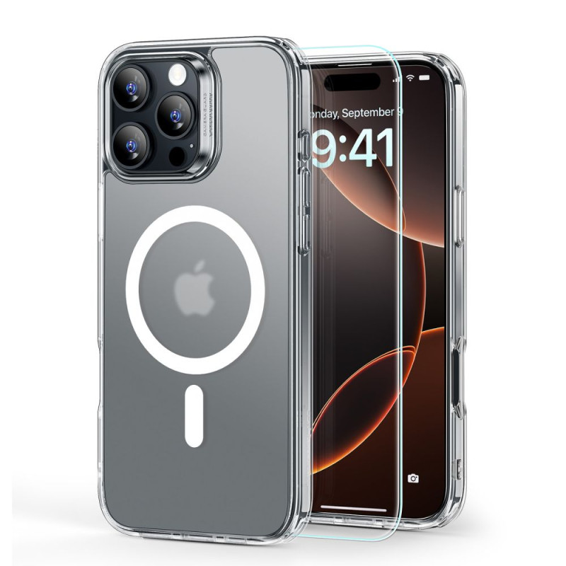 ESR Classic Hybrid Halolock MagSafe dėklas + grūdintas stiklas skirtas iPhone 16 Pro - permatomas