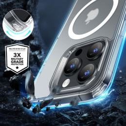 ESR Classic Hybrid Halolock MagSafe dėklas + grūdintas stiklas skirtas iPhone 16 Pro - permatomas