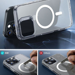 ESR Classic Hybrid Halolock MagSafe dėklas + grūdintas stiklas skirtas iPhone 16 Pro - permatomas