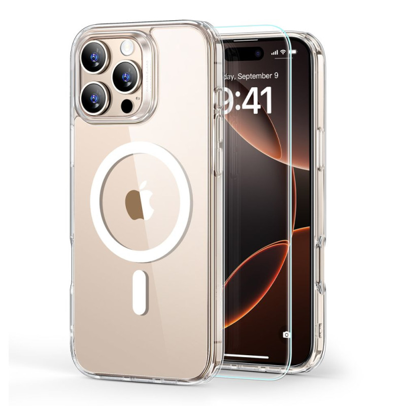 ESR Classic Hybrid Halolock MagSafe dėklas + grūdintas stiklas skirtas iPhone 16 Pro Max - skaidrus