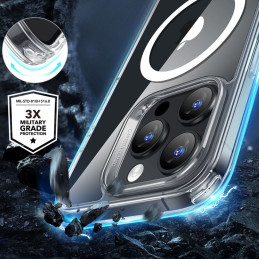 ESR Classic Hybrid Halolock MagSafe dėklas + grūdintas stiklas skirtas iPhone 16 Pro Max - skaidrus