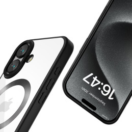 Tech-Protect MagFlex MagSafe dėklas iPhone 16 - skaidrus su juodu rėmeliu