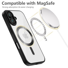 Tech-Protect MagFlex MagSafe dėklas iPhone 16 - skaidrus su juodu rėmeliu