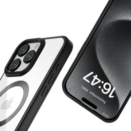 Tech-Protect MagFlex MagSafe dėklas iPhone 16 Pro Max - skaidrus su juodu rėmeliu