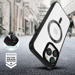 Tech-Protect MagFlex MagSafe dėklas iPhone 16 Pro Max - skaidrus su juodu rėmeliu
