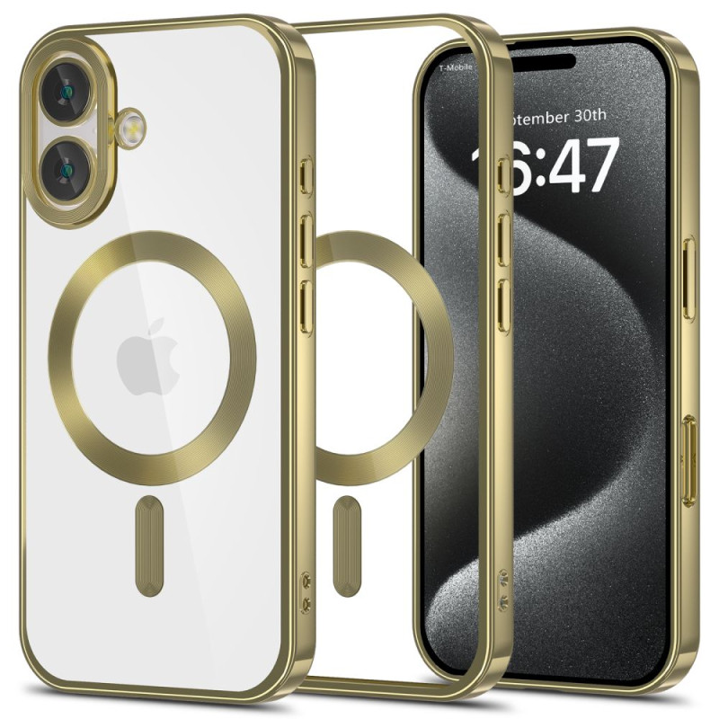 Tech-Protect MagFlex MagSafe dėklas iPhone 16 - skaidrus su auksiniu rėmeliu