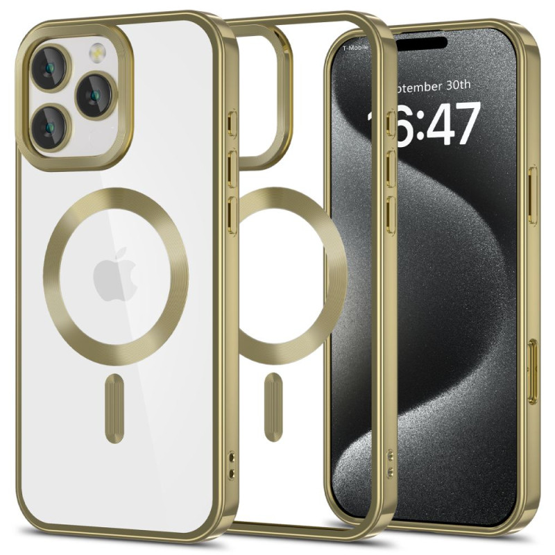 Tech-Protect MagFlex MagSafe dėklas iPhone 16 Pro - skaidrus su auksiniu rėmeliu