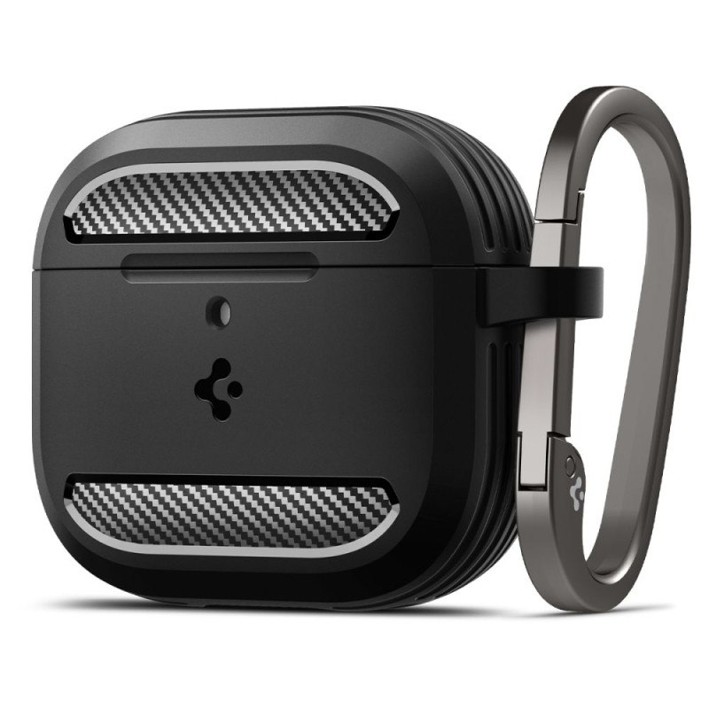 Spigen Rugged Armor dėklas, skirtas AirPods 4 – juodas