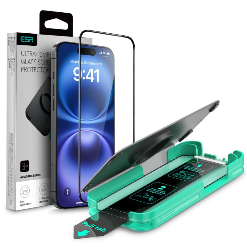 ESR Armorite grūdintas stiklas iPhone 16 Plus - su juodu rėmeliu