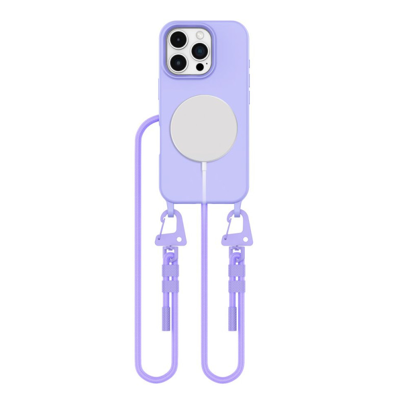 Tech-Protect MagNecklace MagSafe dėklas su dirželiu, skirtas iPhone 16 Pro Max – violetinė