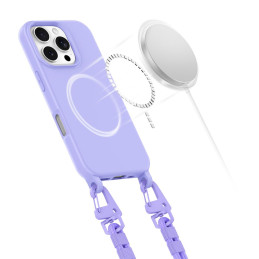 Tech-Protect MagNecklace MagSafe dėklas su dirželiu, skirtas iPhone 16 Pro Max – violetinė