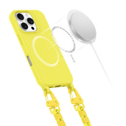 Tech-Protect MagNecklace MagSafe dėklas su dirželiu, skirtas iPhone 16 Pro Max - geltonas