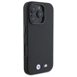 BMW Carbon Wrapped Metal dėklas iPhone 16 Pro - juodas