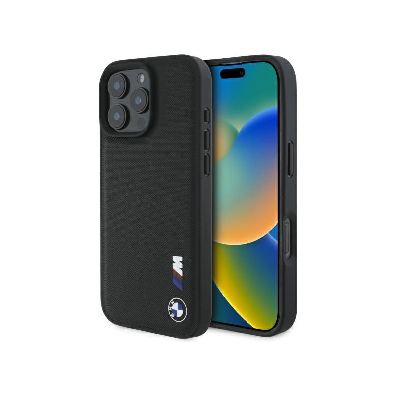 BMW Smooth Rubber Logo dėklas, skirtas iPhone 16 Pro Max - juodas