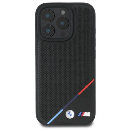 BMW M Perforated Tricolor Line MagSafe dėklas iPhone 16 Pro Max - juodas