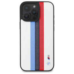BMW M Performance Tricolor Printed Stripes MagSafeMagSafe dėklas iPhone 16 Pro Max - baltas