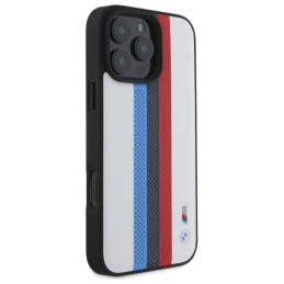 BMW M Performance Tricolor Printed Stripes MagSafeMagSafe dėklas iPhone 16 Pro Max - baltas