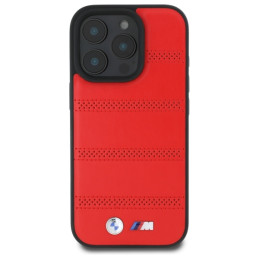 BMW M perforuota ir susiūta linija MagSafe dėklas iPhone 16 Pro Max - raudonas