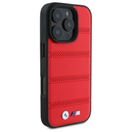 BMW M perforuota ir susiūta linija MagSafe dėklas iPhone 16 Pro Max - raudonas