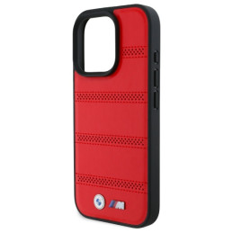 BMW M perforuota ir susiūta linija MagSafe dėklas iPhone 16 Pro Max - raudonas