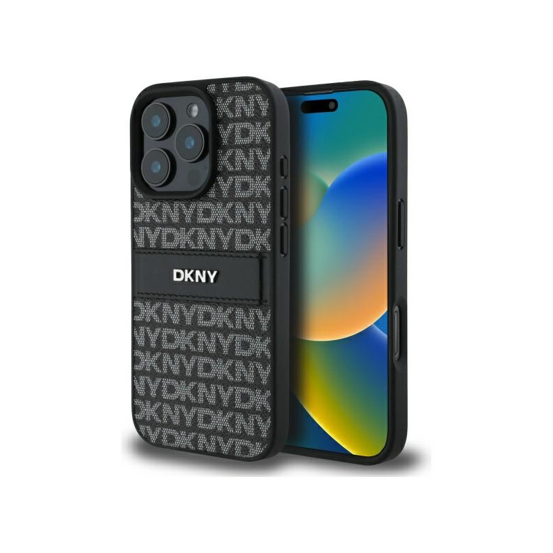 DKNY Texture Pattern Tonal Stripe dėklas iPhone 16 Pro - juodas