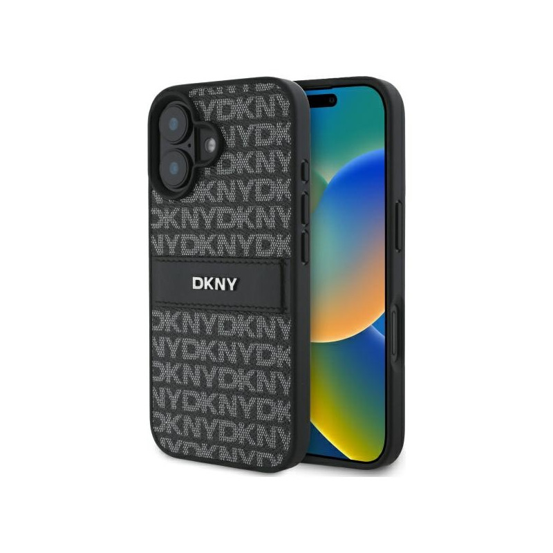 DKNY Texture Pattern Tonal Stripe dėklas iPhone 16 - juodas