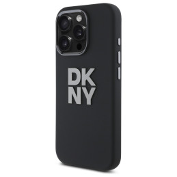 DKNY Liquid Silicone Metal Logo dėklas, skirtas iPhone 16 Pro Max - juodas