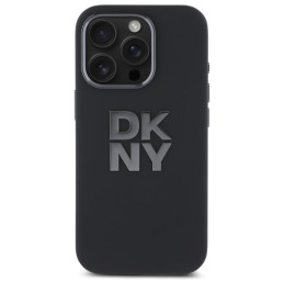DKNY Liquid Silicone Metal Logo dėklas, skirtas iPhone 16 Pro Max - juodas