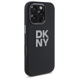 DKNY Liquid Silicone Metal Logo dėklas, skirtas iPhone 16 Pro Max - juodas