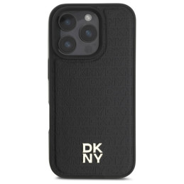DKNY Repeat Pattern Stack Logo MagSafe dėklas iPhone 16 Pro - juodas