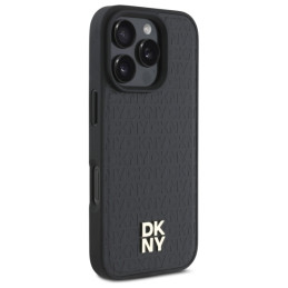 DKNY Repeat Pattern Stack Logo MagSafe dėklas iPhone 16 Pro - juodas