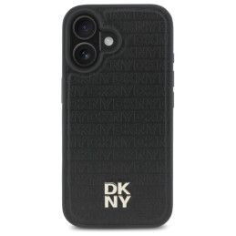 DKNY Repeat Pattern Stack Logo MagSafe iPhone 16 dėklas – juodas