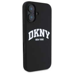 DKNY Silicone White Printed Logo MagSafe dėklas iPhone 16 - juodas