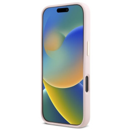 Guess Silicone Script Metal Logo & Frame dėklas iPhone 16 Pro - rožinis