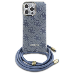 Guess Crossbody Cord 4G Print dėklas, skirtas iPhone 16 Pro Max - mėlynas