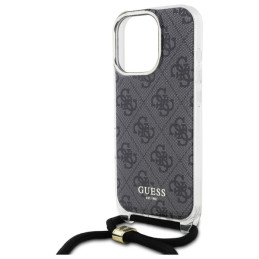 Guess Crossbody Cord 4G Print dėklas, skirtas iPhone 16 Pro Max - juodas