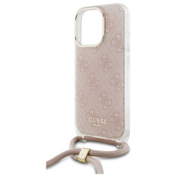 Guess Crossbody Cord 4G Print dėklas, skirtas iPhone 16 Pro Max - rožinis