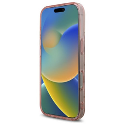 Guess IML Peony On 4G Background MagSafe dėklas iPhone 16 Pro - rožinis