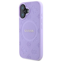 Guess Saffiano Peony Classic Logo MagSafena iPhone 16 Plus dėklas - violetinė