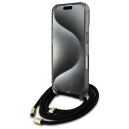 Guess Crossbody Cord Script MagSafe dėklas iPhone 16 - juodas