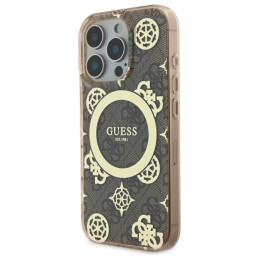 Guess IML Peony On 4G Background MagSafe dėklas, skirtas iPhone 16 Pro Max - rudas