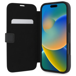 Mercedes Leather Wood Imitation dėklas iPhone 16 Pro Max - juodas