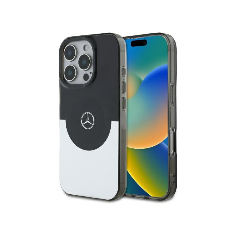 Mercedes Double Layer BiColor MagSafe dėklas iPhone 16 Pro Max - sidabrinis