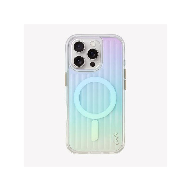 UNIQ Coehl Linear Magnetic Charging dėklas, skirtas iPhone 16 Pro - vaivorykštis
