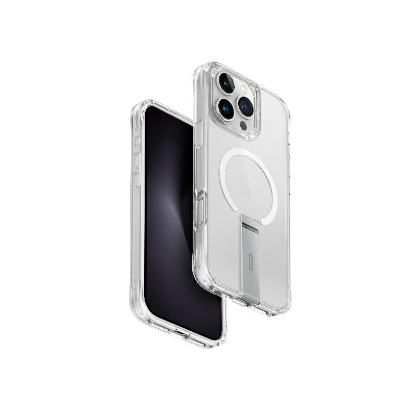 UNIQ Eleva su Vertica Stand dėklu iPhone 16 Pro Max - skaidrus