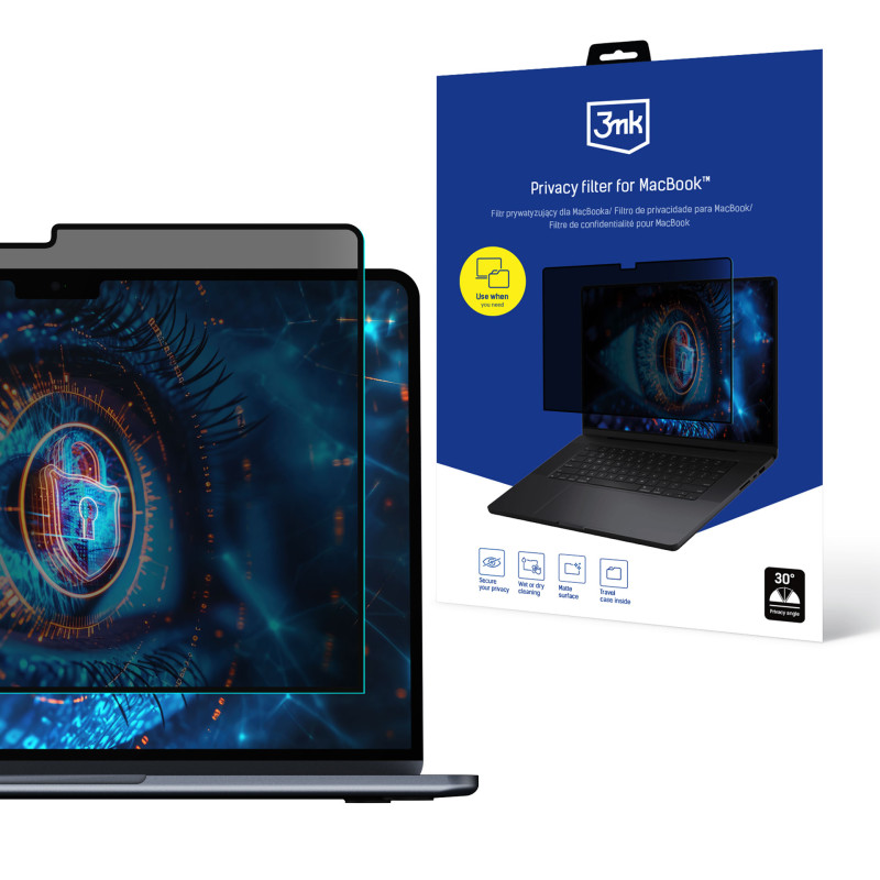 3mk privatumo filtro privatumo folija, skirta MacBook Air 13" 2022 m